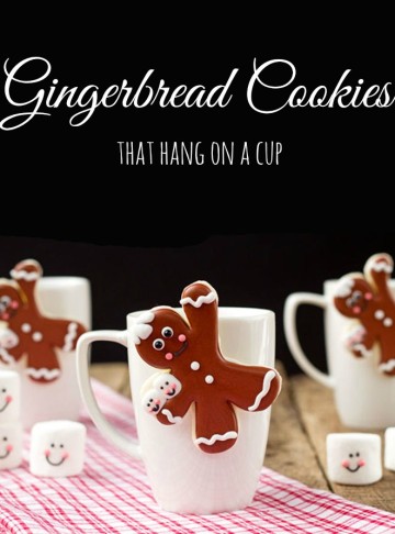 Gingerbread Men Coffee Cup Cookies Decorated Christmas Cookies via www.thebearfootbaker.com