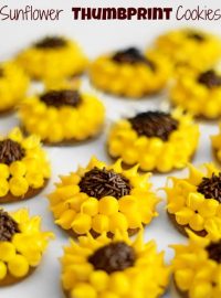 Decorated Thumbprint Cookies Simple Sunflowers thebearfootbaker.com
