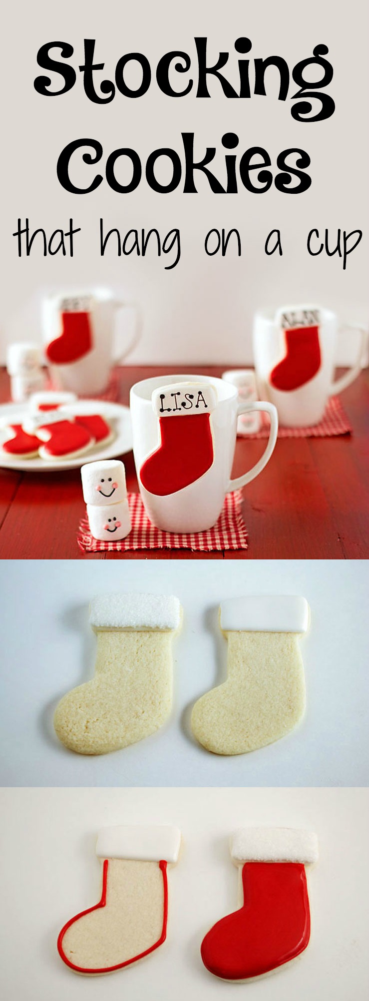 Stocking Place Card Cookies that Hang on a Cup | The Bearfoot Baker