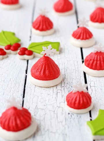Santa Hat Meringues by thebearfootbaker.com