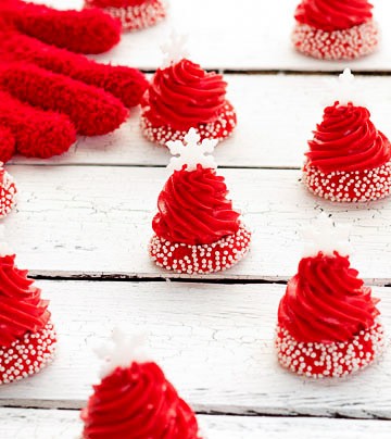 Santa Hat Christmas Thumbprint Cookies | The Bearfoot Baker