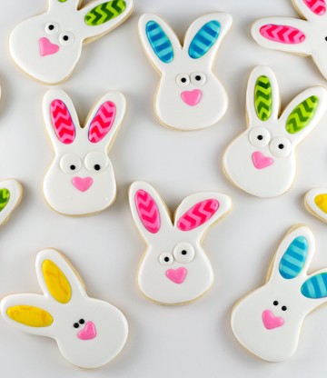 Rabbit Cookies with Chevron Ears www.thebearfootbaker.com