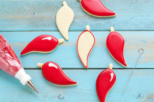 How to Decorate Chili Pepper Cookies with Royal Icing www.thebearfootbaker.com