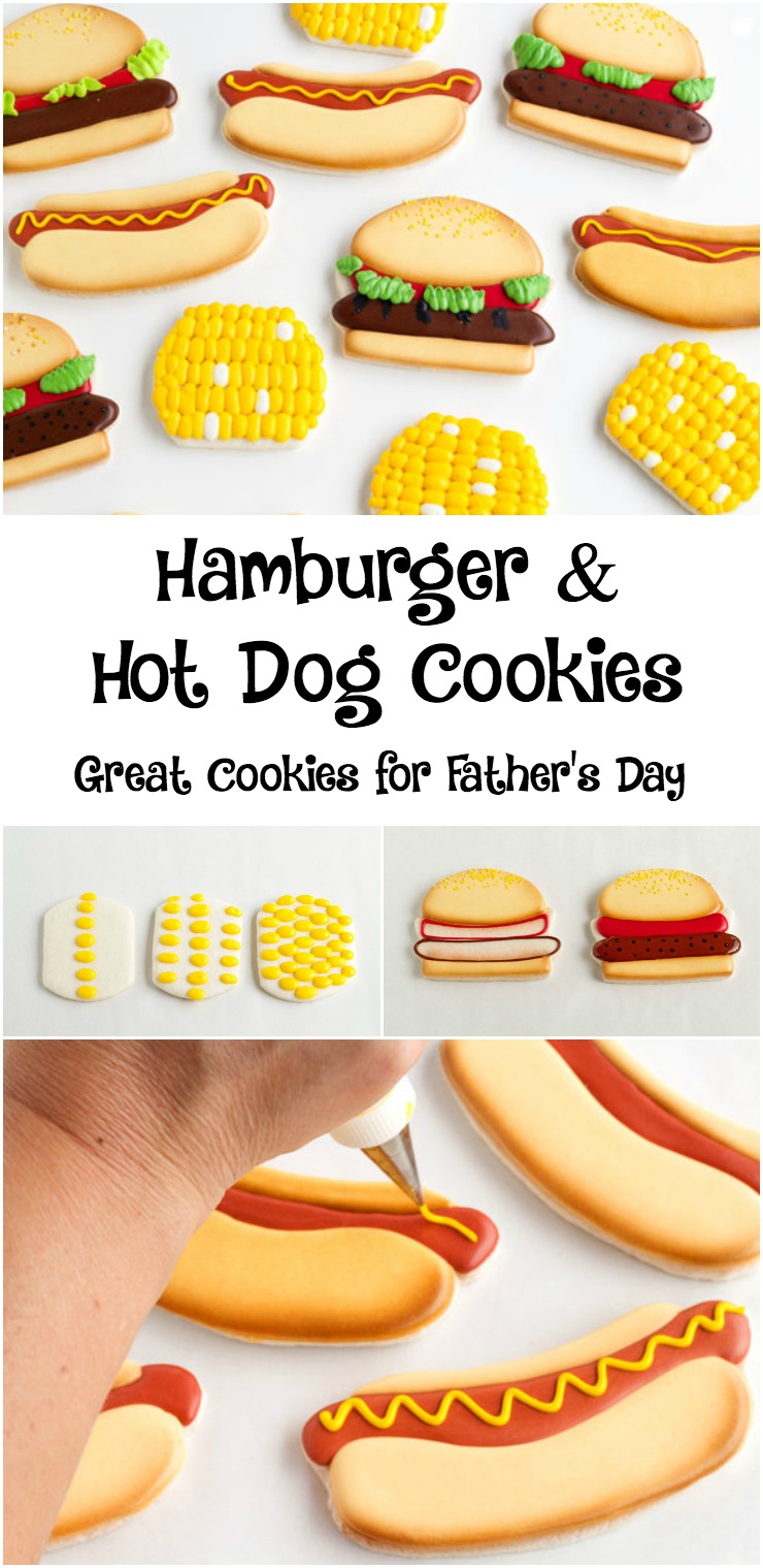 BBQ Cookies- Hot Dogs and Hamburger Cookies www.thebearfootbaker.com