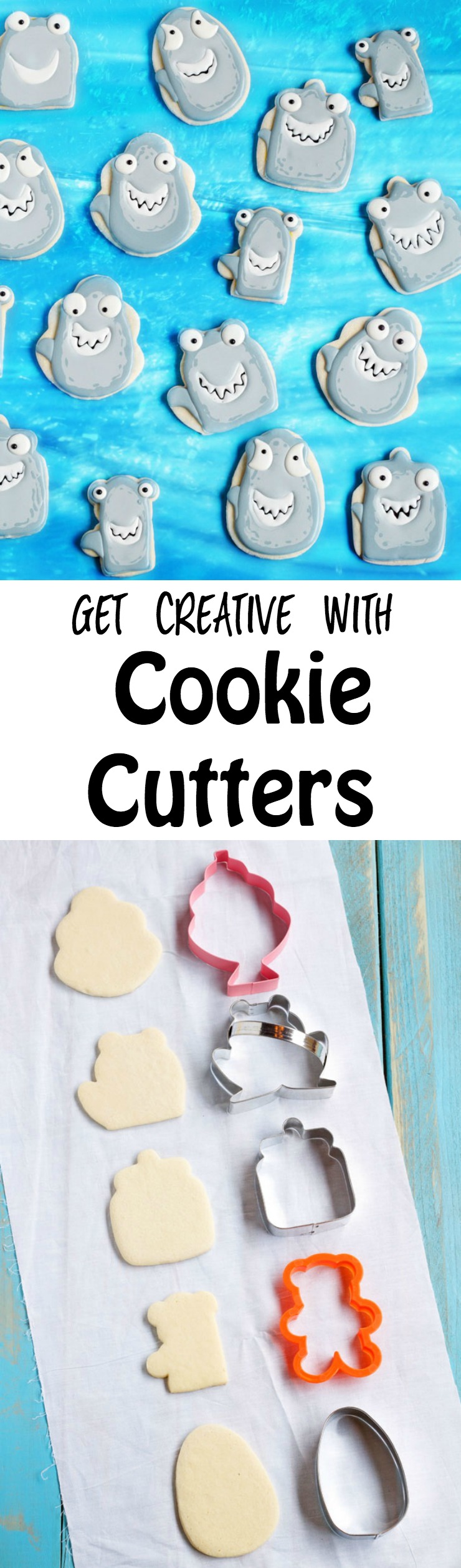 Get Creartvie with your cookies Cutters to make anything you want like this set of So Sharky Cookies | The Bearfoot Baker