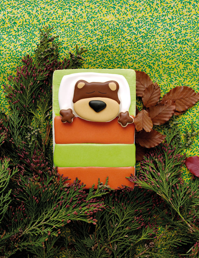 Grizzly on a Campout from 100 Animal Cookie Book by thebearfootbaker.com