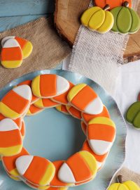 Cute and Simple Candy Corn Cookies via thebearfootbaker.com