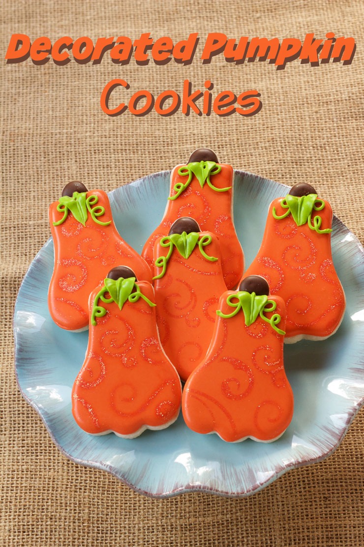 Decorated Pumpkin Cookies are Smilpe Sugar Cookies Decorated with Royal Icing www.thebearfootbaker