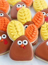 Easy Decorated Turkey Cookies made with a Cute Bunny Rabbit Cookie Cutter by thebearfootbaker.com