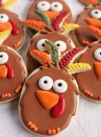 Easy Turkey Cookies are Sugar Cookies made with a Pineapple Cookie Cutter and Decorated with Royal Icing via thebearfootbaker.com