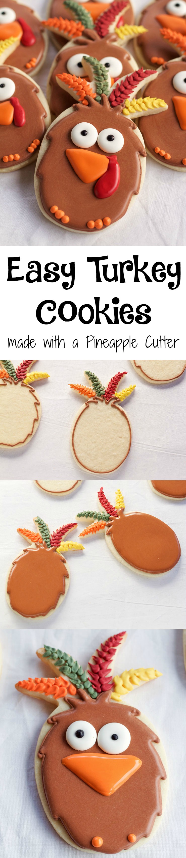 Easy Turkey Cookies made with a Pineapple Cookie Cutter | The Bearfoot Baker