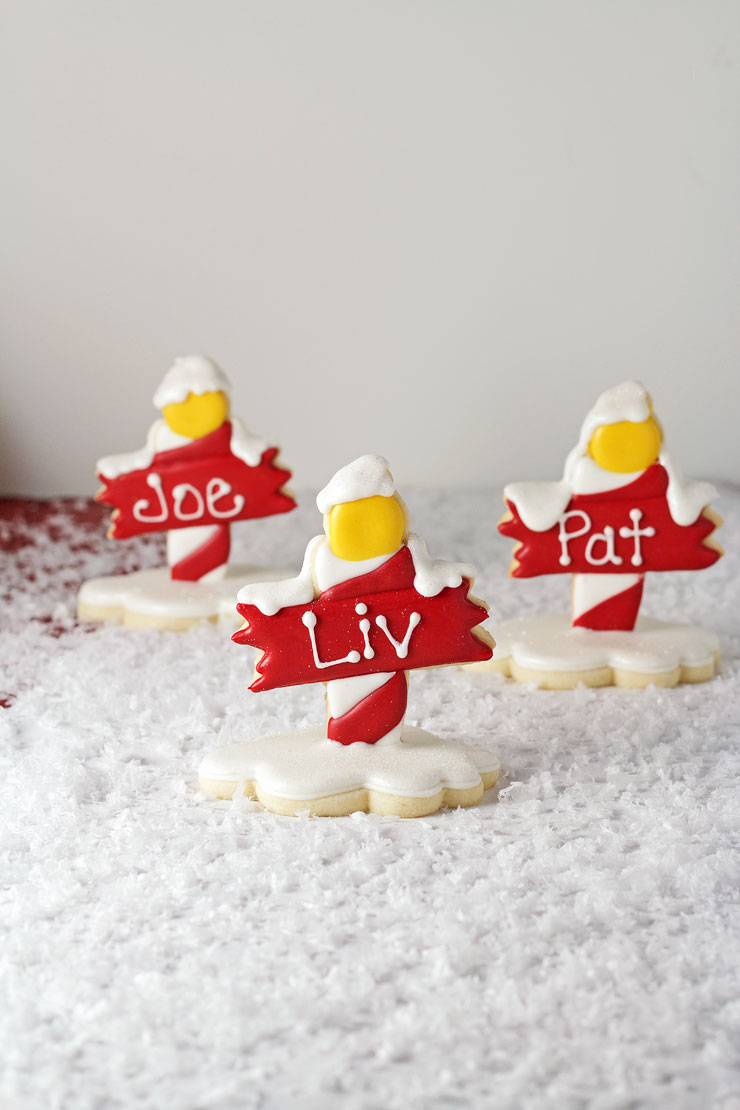 North Pole Cookies - Name Tags for Christmas via www.thebearfootbaker.com