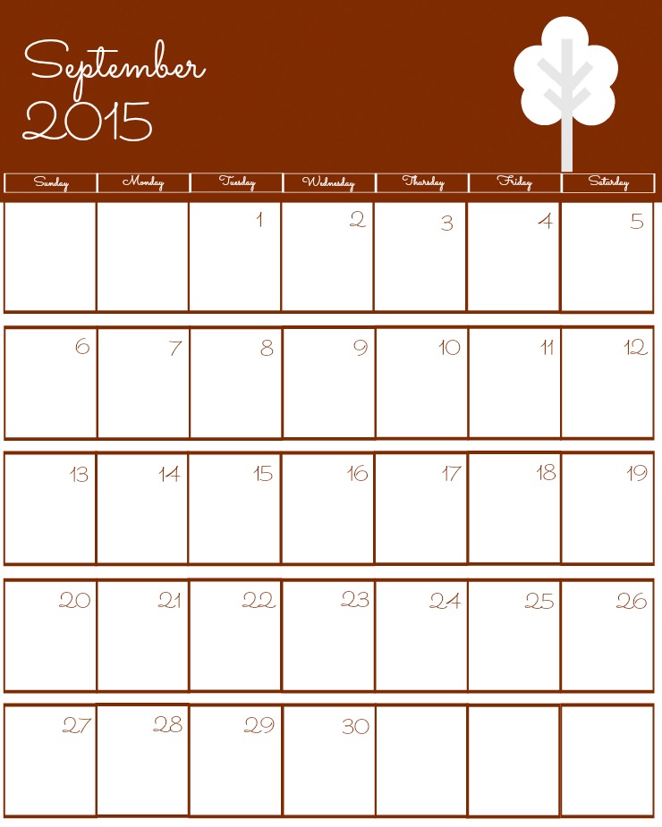 Free 2015 Printable Calendar via www.thebearfootbaker.com
