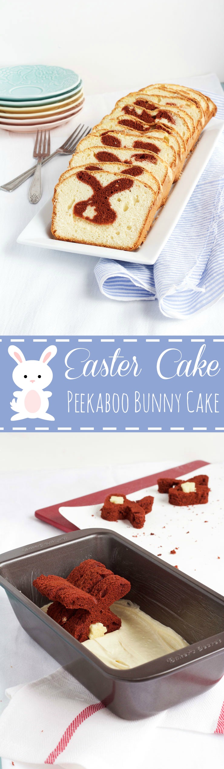 Make this Simple Easter Cake - A Peekaboo Pound Cake with a Bunny Inside www.thebearfootbaker.com