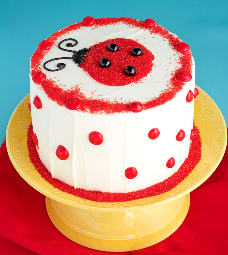 Simple DIY Cake Stand with a Ladybug Cake www.thebearfootbaker.com