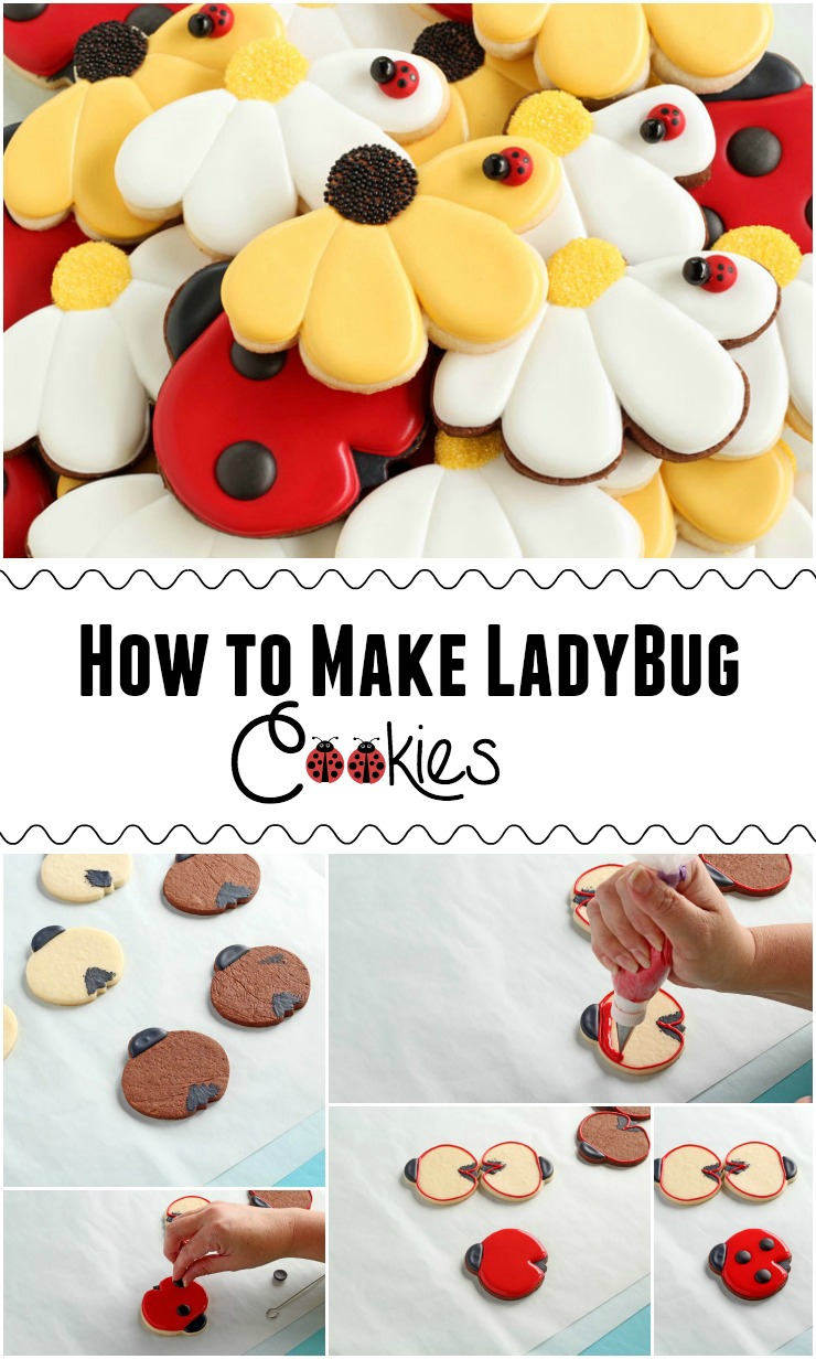 How to Make Daisy Cookies & Ladybug Cookies - via www.thebearfootbake.com