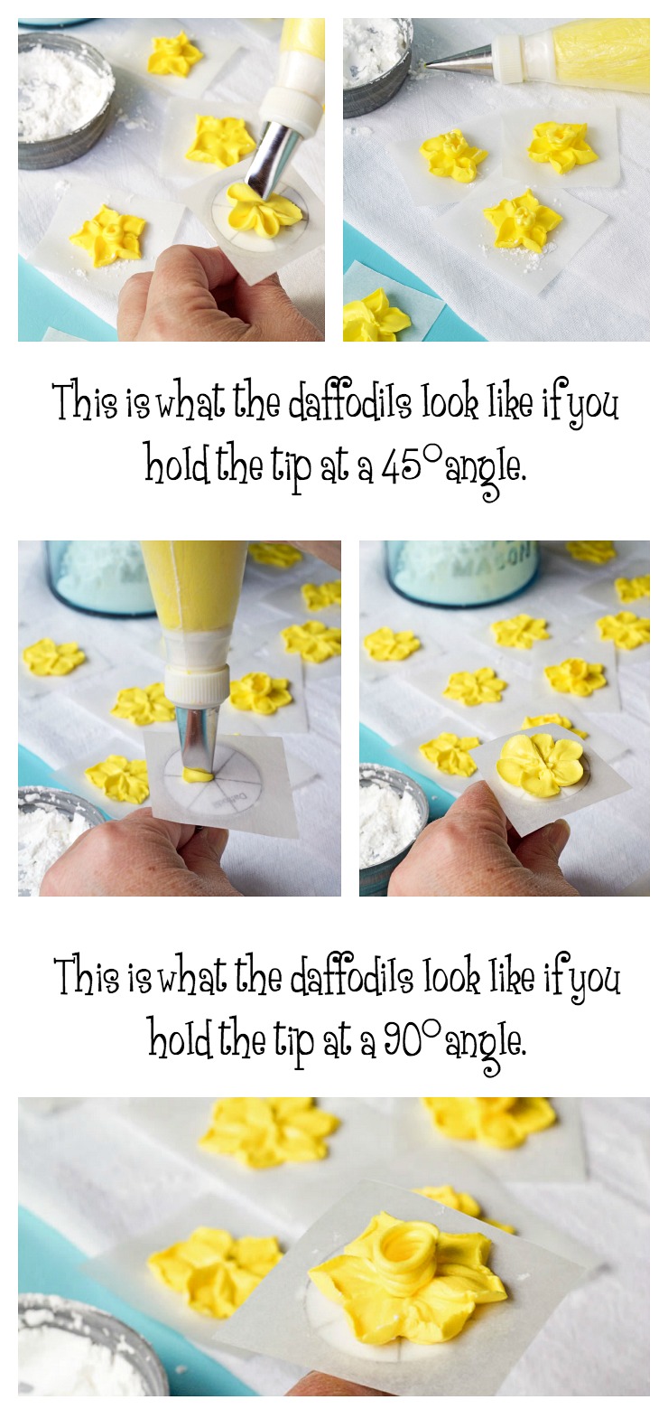 How to Make A Simple Royal Icing Daffodil via www.thebearfootbaker.com