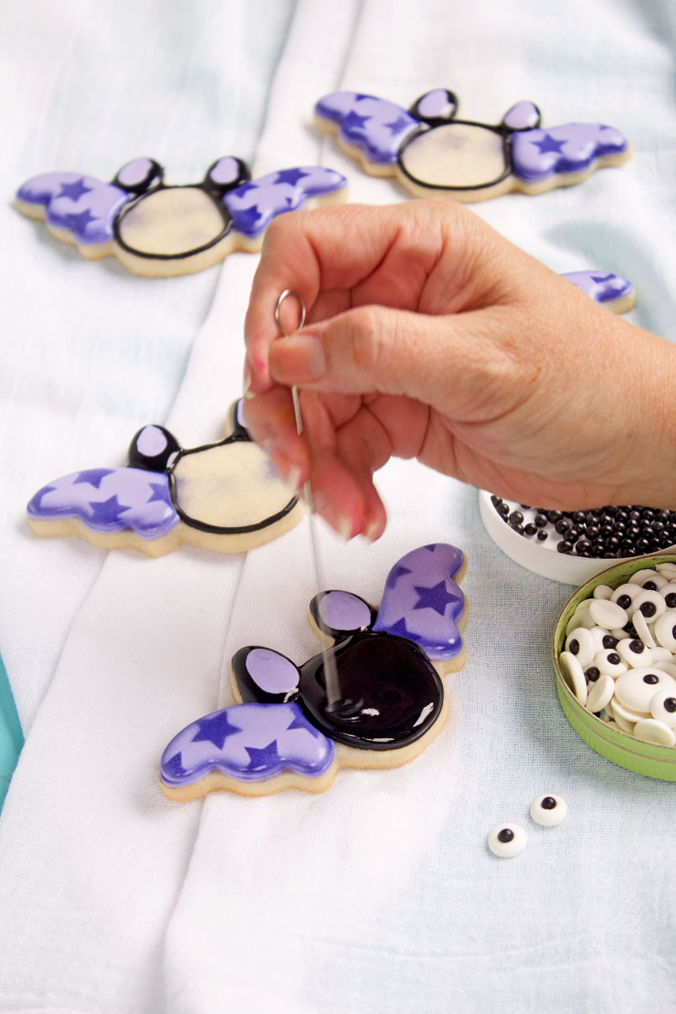 Happy Little Bat Cookies with Stenciled Wings | The Bearfoot Baker