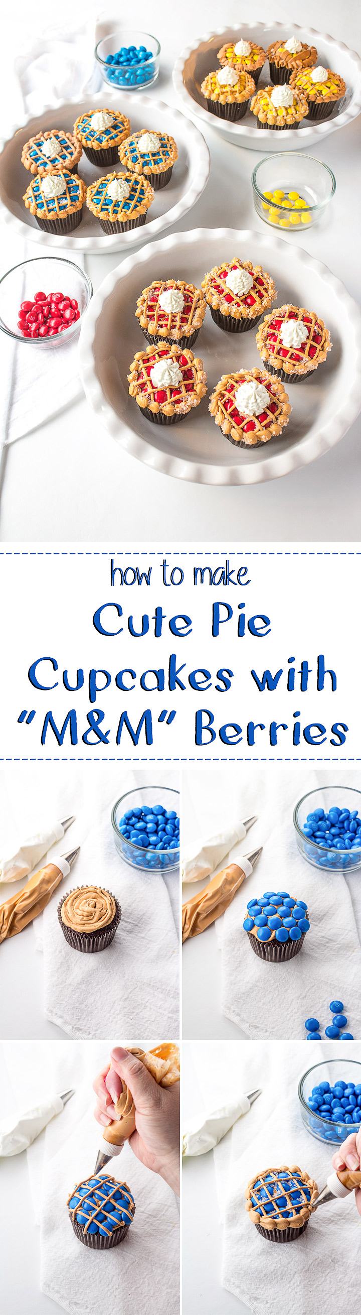 How to Make Cute Pie Cupcakes with M&M's | The Bearfoot Baker