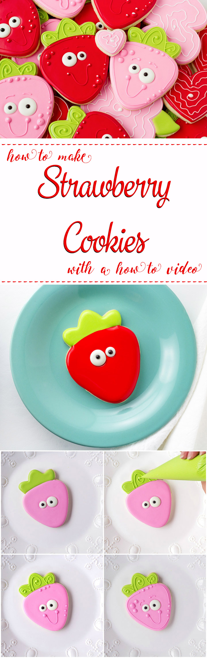 How to Make Simple Cute Strawberry Cookies with a How to Video | The Bearfoot Baker
