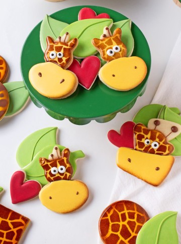 How to Make Cute Giraffe Cookies with a Jellyfish Cookie Cutter and a Cake Cookie Cutter | The Bearfoot Baker