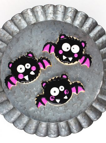 bat sugar cookies decorated with royal icing