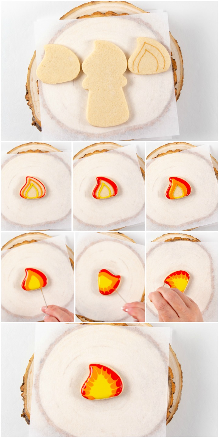 decorated marshmallow sugar cookies, marshmallow cookies, campfire marshmallow cookies
