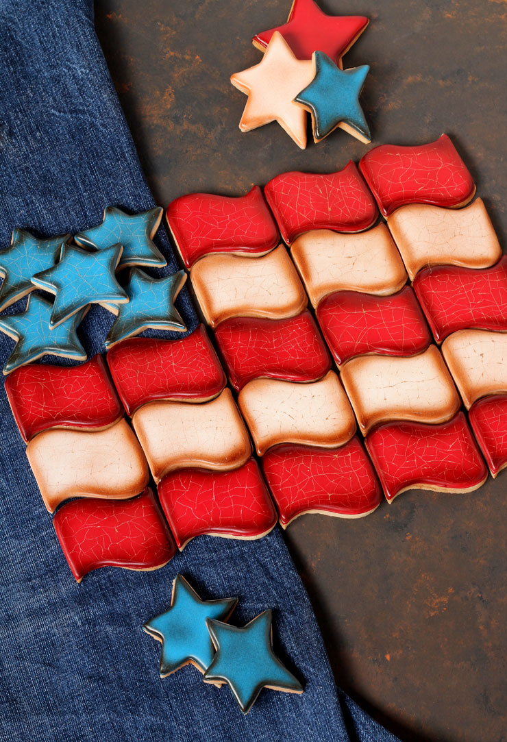 Memorial Day Cookies, sugar cookies, royal icing, the bearfoot baker, flag cookies, USA, American flag