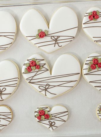 heart cookies, The Bearfoot Baker, Valentine Cookies, icing roses, wedding cookies, birthday cookies