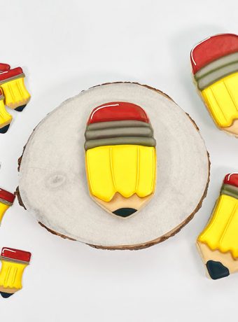 pencil, back to school, kids, The Bearfoot Baker, airbrush, airbrushed cookies, royal icing, sugar cookies