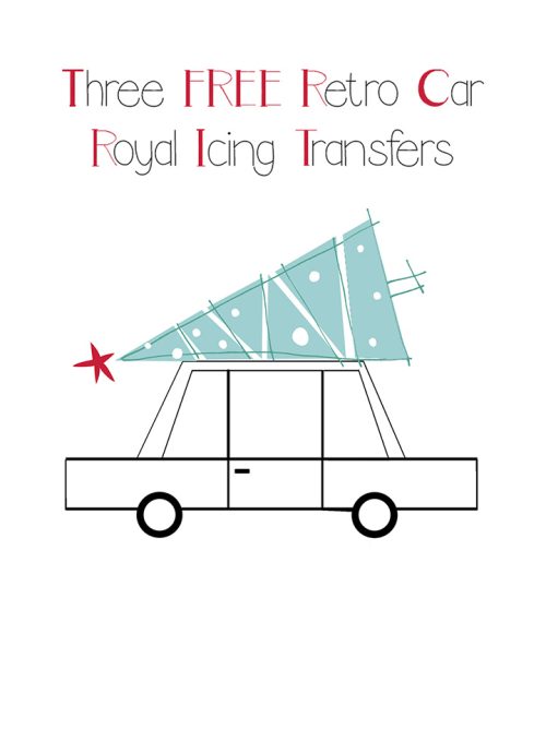royal icing transfers, retro car, car with tree on top, Christmas, Christmas Tree, Sugar cookie, The Bearfoot Baker
