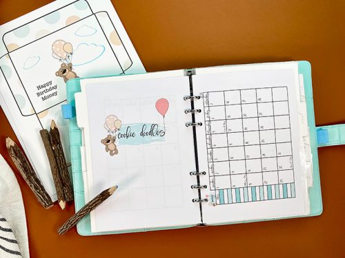 2022 Planner, Cookie Planner, calendar, bear with balloons
